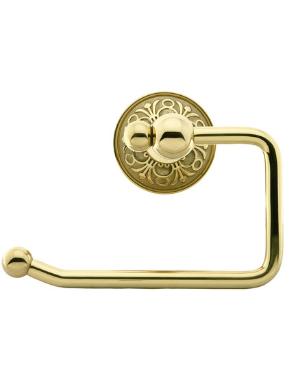 Brass Swinging Toilet-Paper Holder with Lancaster Rosette in Polished Brass.